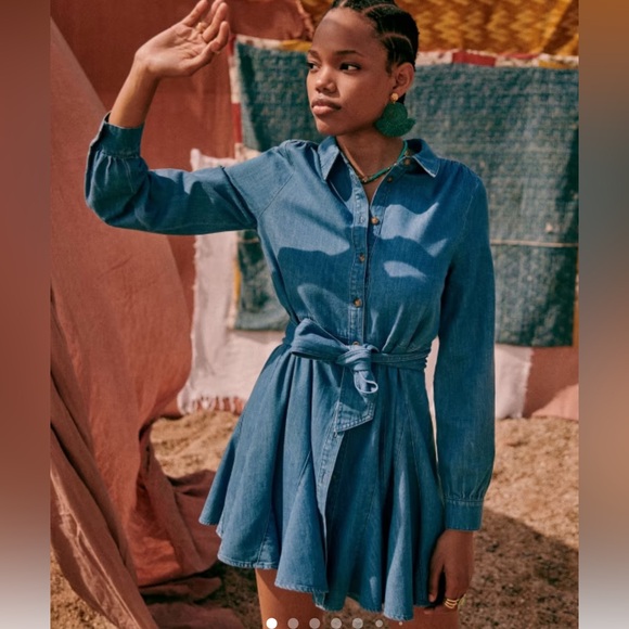Sezane Sol Dress Denim Size 2 - Picture 1 of 7